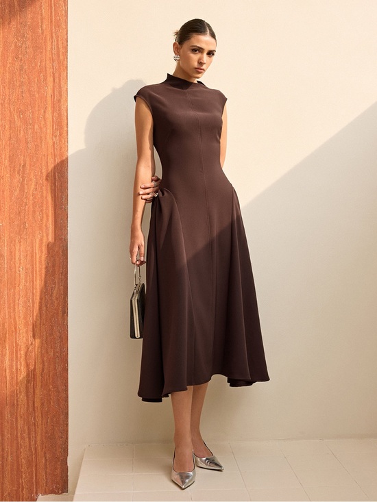 Commense Dresses & Skirts - Commense Asymmetrical Neck Cap Sleeve Maxi Dress